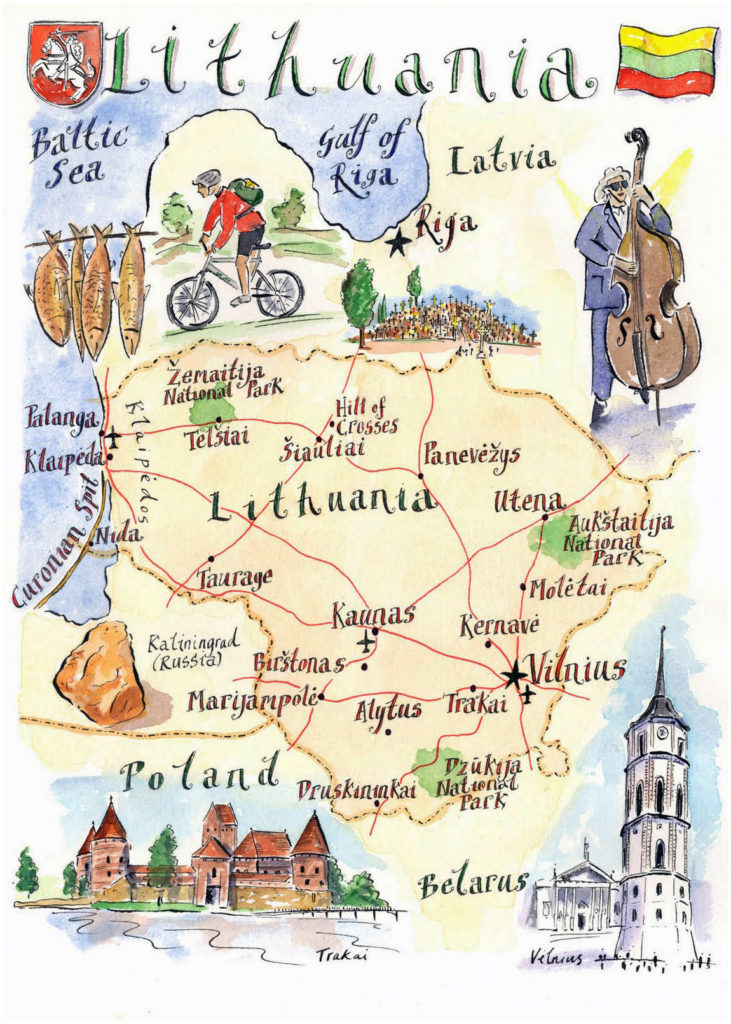 Mapa ilustrado de Lituania