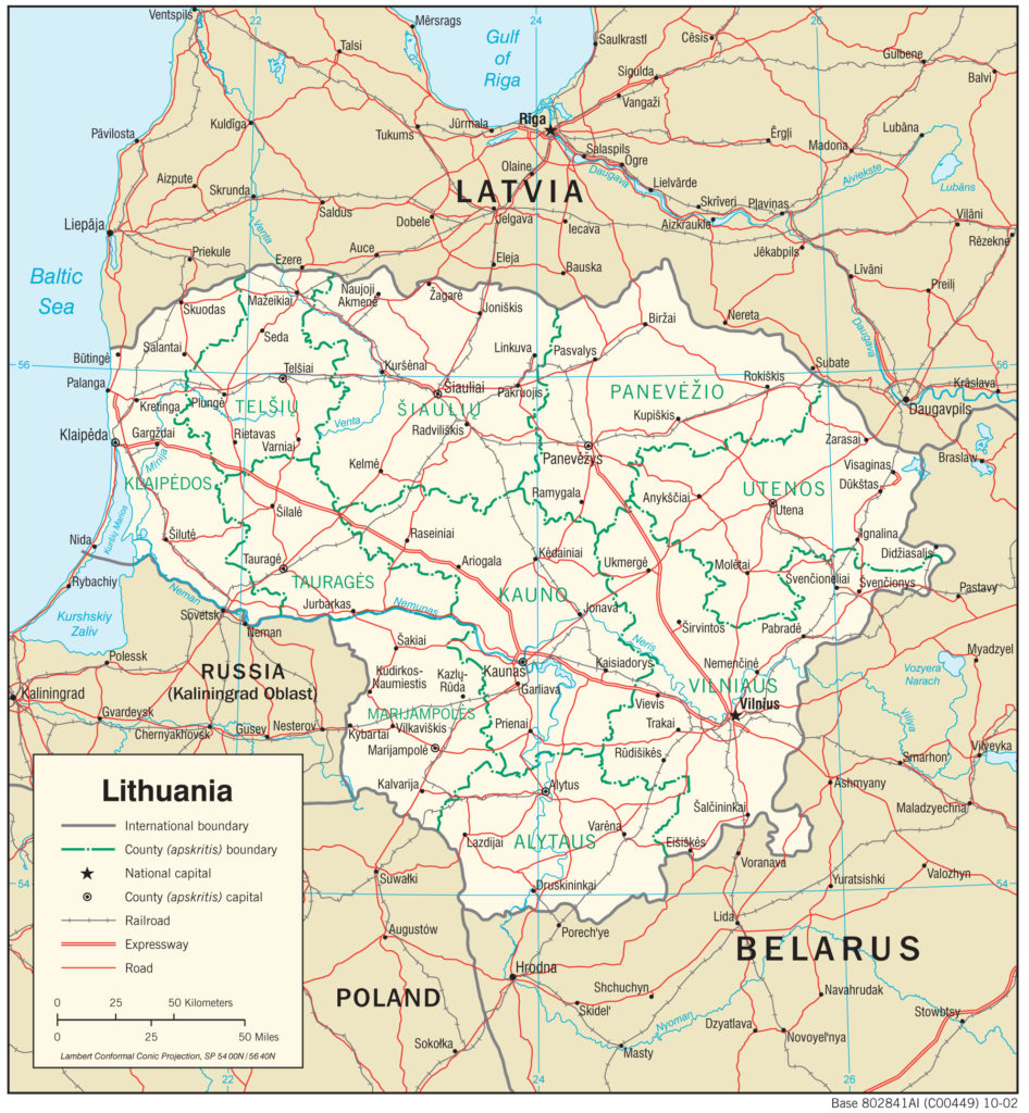 Mapa político de Lituania